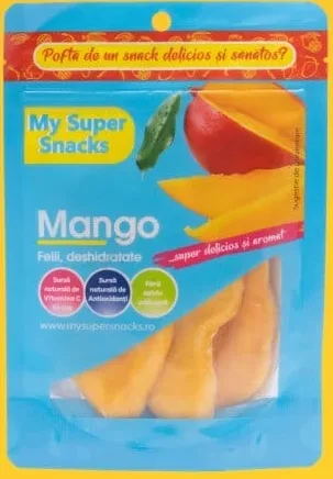 MY SUPER SNACKS Mango deshidratat, 100 g; Cashback 10% (+3.49 L) în monede My Local: scanează cardul din app înainte de plată; doar produsele broșurii marcate la raft.