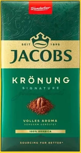 JACOBS Krönung Signature Cafea măcinată, 250 g; Cashback 10% (+11.09 L) în monede My Local: scanează cardul din app înainte de plată; doar produsele broșurii marcate la raft.