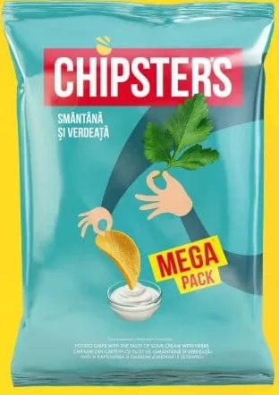FLINT Chipsters Pesmeți cu smântână și verdeață, Mega Pack, 150 g; Cashback 10% (+3.49 L) în monede My Local: scanează cardul din app înainte de plată; doar produsele broșurii marcate la raft.