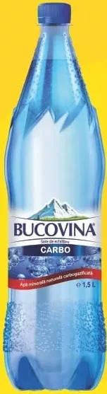 BUCOVINA Carbo Apă minerală naturală carbogazificată, 1,5 L; Cashback 10% (+1.59 L) în monede My Local: scanează cardul din app înainte de plată; doar produsele broșurii marcate la raft.