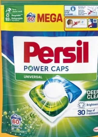 PERSIL POWER CAPS Universal/Color, detergent capsule, 840 g, 60 spălări; cashback 10% (+19.99 L) în monede My Local; scanează cardul My Local în app înainte de plată; doar produse din broșură marcate la raft.