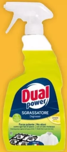 DUAL POWER Sgrassatore Lemon, spray degresant, 750 ml; cashback 10% (+5.79 L) în monede My Local; scanează cardul My Local în app înainte de plată; doar produse din broșură marcate la raft.