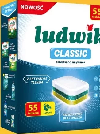 LUDWIK Classic Profit Pack Lemon, tablete mașină vase, 55 buc.; cashback 10% (+15.09 L) în monede My Local; scanează cardul My Local în app înainte de plată; doar produse din broșură marcate la raft.