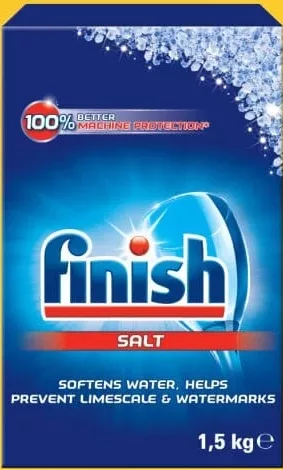 FINISH, sare pentru mașina de spălat vase, 1,5 kg; cashback 10% (+3.99 L) în monede My Local; scanează cardul My Local în app înainte de plată; doar produse din broșură marcate la raft.