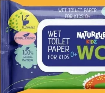 NATURELLE Kids Hârtie igienică umedă, 50 buc; cashback +1.99 L (10%) în monede My Local după scanarea cardului My Local din aplicație înainte de plată; doar produse din broșură marcate la raft.