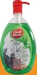 Clean House Gel de vase Aloe vera, 1 L; 26.09–09.10; card digital Casa Mega scanat înainte de plată; max. 5 buc./produs/card/campanie; în limita stocului promoțional