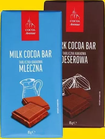 COCOA AVENUE ciocolată, cu lapte / neagră, 85 g