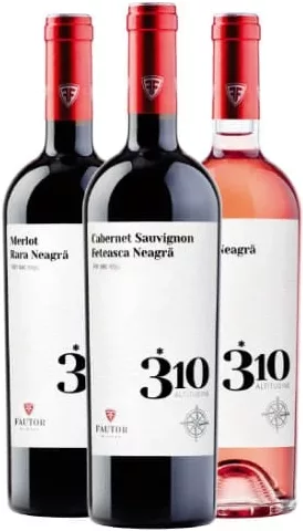 FĂUTOR 310, vin în sortiment: Merlot & Rară Neagră, Cabernet Sauvignon & Fetească Neagră sau rosé, 0,75 L