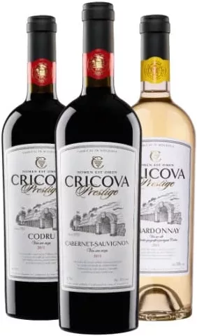 CRICOVA Prestige, vin în sortiment: Codru, Cabernet Sauvignon sau Chardonnay, 0,75 L