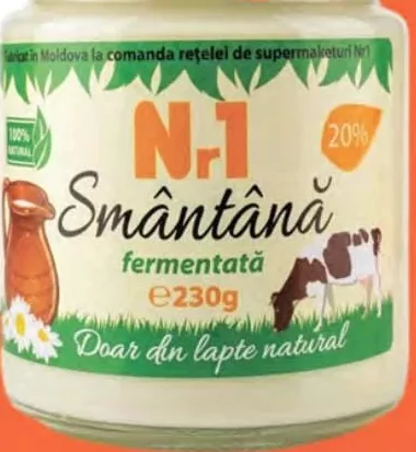 Nr1 Smântână fermentată 20%, 230 g, sticlă