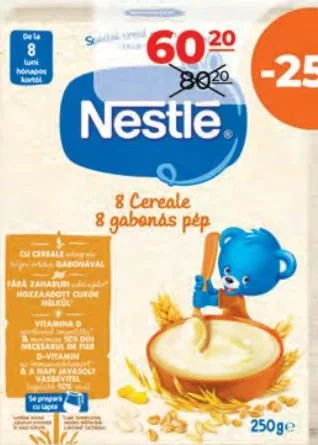 NESTLE Terci 8 cereale fără lapte, 250 g, de la 8 luni