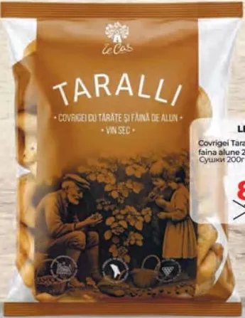 LECOS Covrigei Tarallini cu tărâțe și făină de alune, 200 g