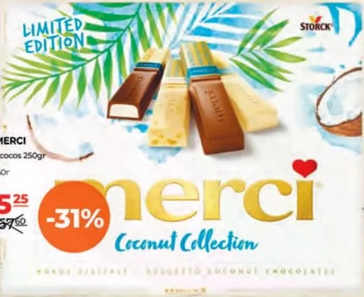 MERCI Bomboane cu cocos, 250 g