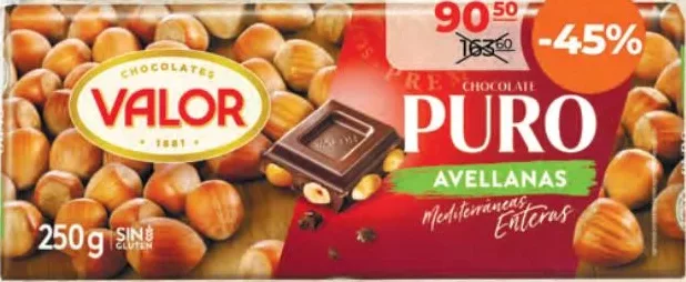 VALOR Ciocolată neagră cu alune, 250 g