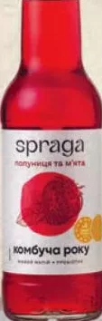 SPRAGA Băutură Kombucha cu căpșuni și mentă 0,25 l