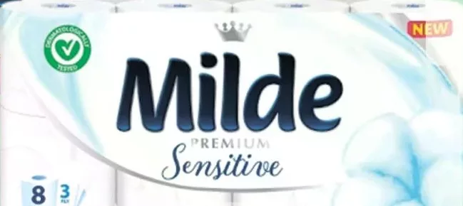 MILDE Hârtie igienică 8 role, 3 straturi; sortiment variat, Relax Purple / Sensitive