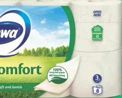 ZEWA Hârtie igienică Eco Comfort, 8 role, 3 straturi