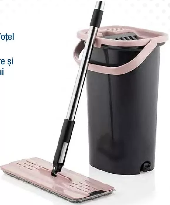 EMAY HOME Set de curățenie; plastic; găleată cu mop; mâner telescopic din oțel; mop din microfibră; sistem de scurgere și curățare a mopului; preț/bucată
