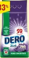 DERO 2in1 Levănțică, detergent pudră concentrat, 3 kg, 40 spălări
