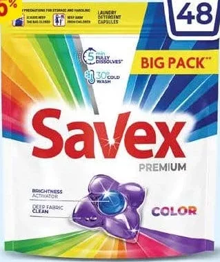 SAVEX Premium Caps Color, capsule pentru spălarea rufelor, 48 bucăți