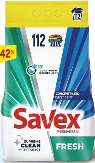 SAVEX Premium Fresh, detergent pentru spălare automată, 9 kg, 112 spălări