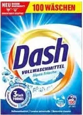 DASH detergent pudră, diverse sortimente, 5 kg / 100 spălări, preț/bucată