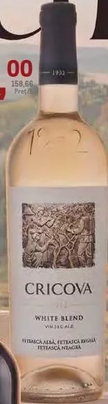 CRICOVA 1952 White Blend, vin alb sec, Fetească Albă / Fetească Regală / Fetească Neagră
