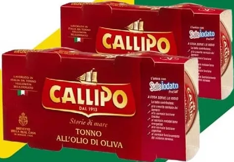 CALLIPO Ton în ulei de măsline, 2 × 140 g, preț/înfoliere; la cumpărarea unui pachet (1 bucată)