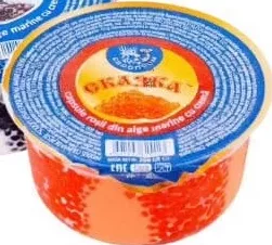 Produs culinar din alge în sortiment „Skazka”, 200 g (ilustrate: icre negre și roșii din alge marine)