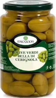 Măsline verzi în sortiment „Italcarciofi”, 580 g, de la 49,90 lei (ilustrate: fără sâmburi în saramură / Bella di Cerignola)