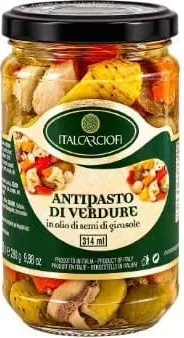 Aperitiv de legume în ulei de floarea-soarelui „Italcarciofi”, 314 g