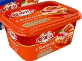 Brânză topită în sortiment „President”, 400 g: cremoasă / cu șuncă