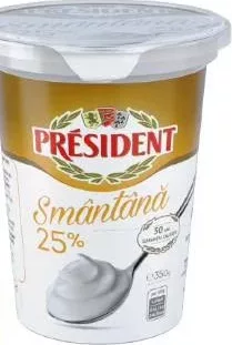 Smântână 25% „President”, 350 g
