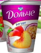 Iaurt în sortiment „Lactel Dolce”, 280 g (ilustrate: căpșuni / piersică și fructul pasiunii / kiwi)