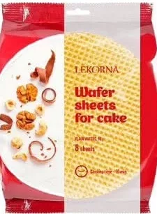 Blaturi din vafe pentru tort Lekorna, 90 g, 8 foi