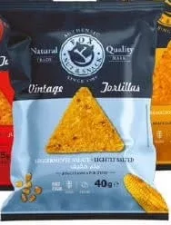 Chipsuri Fox Vintage Tortillas în sortiment, inclusiv Cheese și Lightly Salted, 125 g