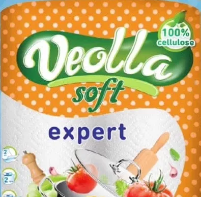 Prosop de hârtie Veolla Soft Expert, 100% celuloză, 2 straturi, 2 role
