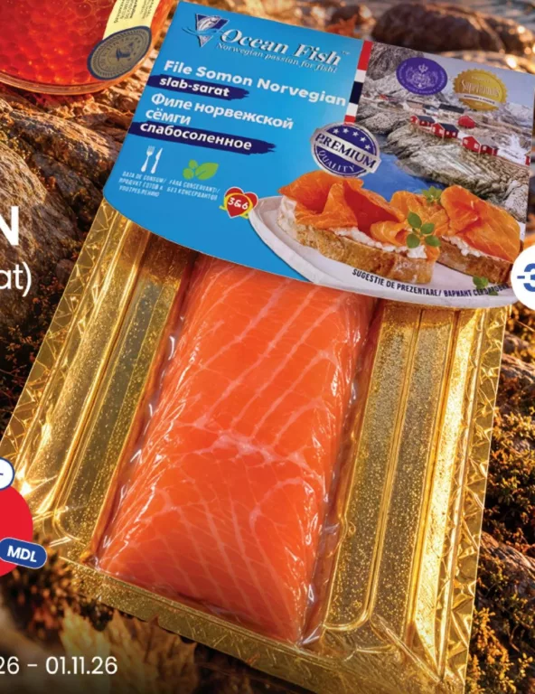 OCEAN FISH Somon norvegian file sărat (slab-sărat), 200 gr