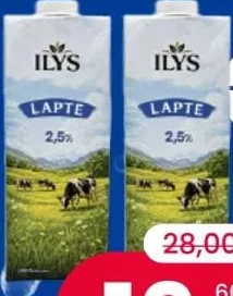 ILYS Lapte de consum pasteurizat, 2,5% grăsimi, 1 litru