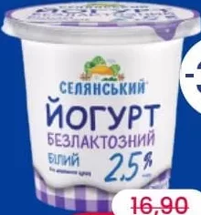 SELIANSKII Iaurt fără lactoză, 2,5% grăsimi, 280 grame