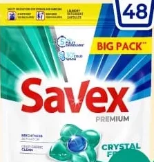 Savex Premium Crystal, capsule pentru rufe, Big Pack, 48 buc.