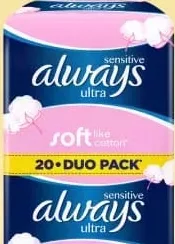 Absorbante igienice ALWAYS Sensitive Ultra Soft Like Cotton, Normal 1, DUO, 20 buc.
