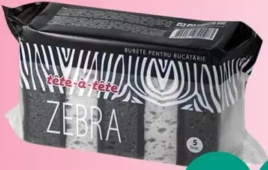 Bureți pentru bucătărie TETE-A-TETE ZEBRA, 5 buc.
