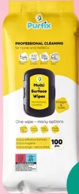 Șervețele umede de curățare PURFIX Professional Cleaning Multi Surface Wipes, oțet și sodă, 100 buc.