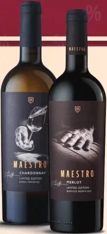 Vin alb / roșu sec MAESTRO Chardonnay / Merlot, 0,75 L