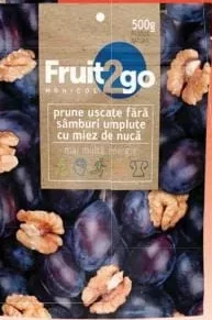 FRUIT 2 GO prune umplute cu miez de nucă, 500 g