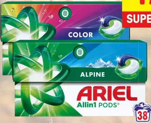 Ariel All in 1 PODS, капсулы для автоматической стирки, 38 шт., Color / Alpine