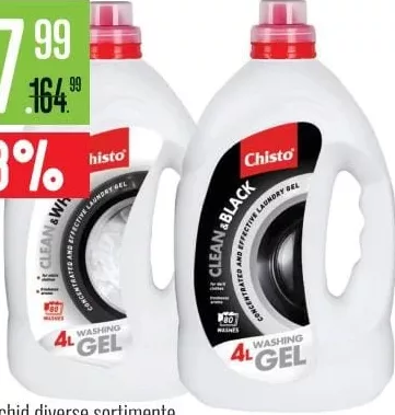 Chisto 3 в 1 Clean White / Clean Black, жидкое средство для стирки, 4 л
