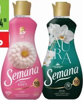 Semana Super Soft Care / Aura Smile, кондиционер для белья, 1,2 л, 60 стирок