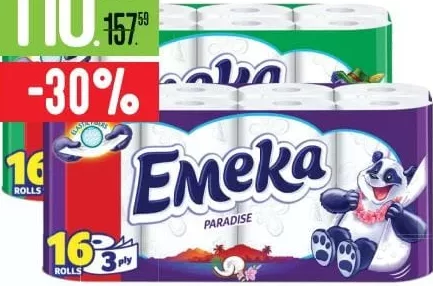 Emeka, туалетная бумага, 3 слоя, 16 рулонов, разные варианты, включая Paradise